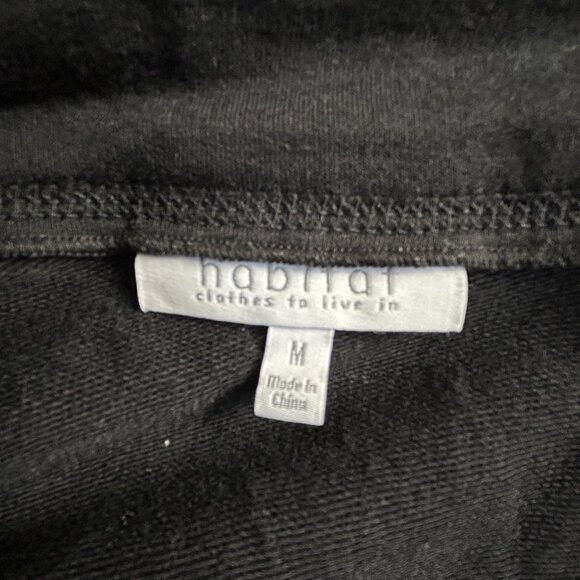 Habitat Womens Black Asymmetrical Zip Moto Jacket Medium Cotton Blend Stretch - Picture 3 of 8